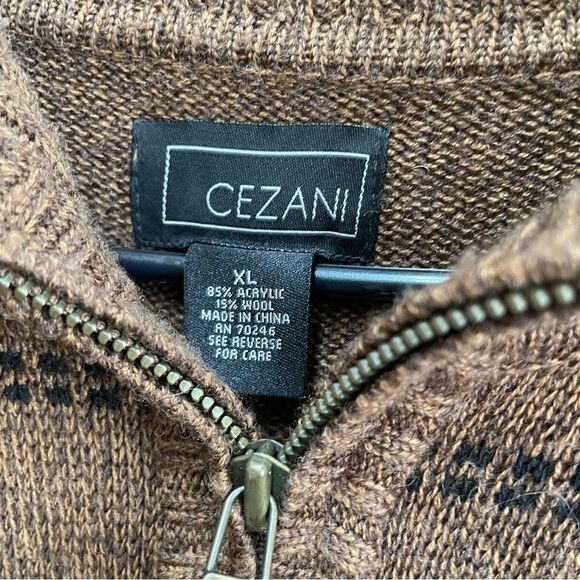 CEZANI QUARTER ZIP SWEATER IN BROWN WINDOWPANE - Picture 5 of 5